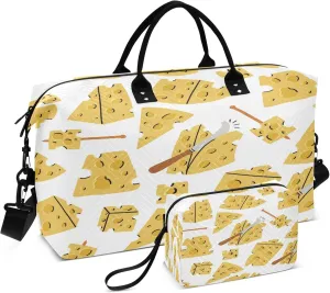 Exnundod Cheese Block with Table-knife Travel Duffel Bags for Women Sports Gym Bag Weekender Carry On Tote Overnight Luggage Duffle Bags