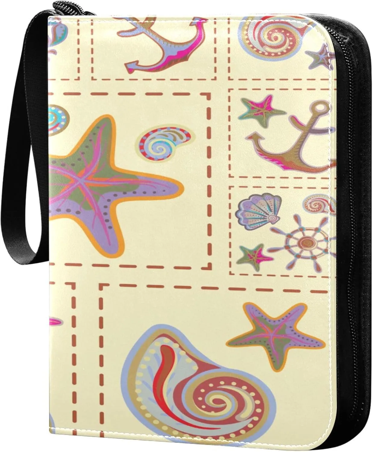 Exnundod Colorful Marine Theme Trading Card Binder for Cards, Cartoon Sports Card Binder Card Album 4-Pockets for 400 Cards PU Baseball Football Game Cards Collection
