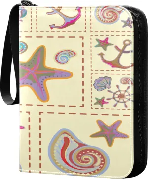 Exnundod Colorful Marine Theme Trading Card Binder for Cards, Cartoon Sports Card Binder Card Album 4-Pockets for 400 Cards PU Baseball Football Game Cards Collection