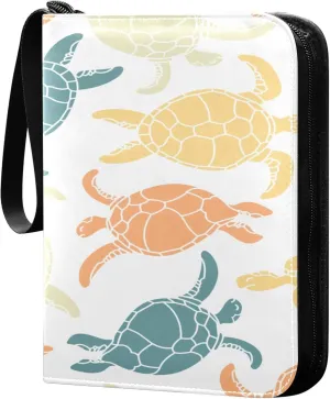 Exnundod Sport Card Binder Colorful Turtle 4 Pocket Trading Card Binder PU Leather Card Collection 400 Cards Organizer Trading Card Albums for Sports Game Card