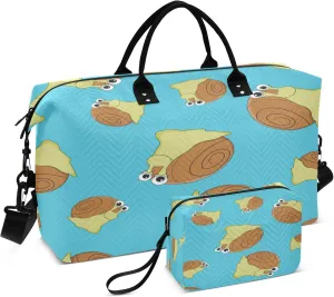 Exnundod Travel Duffel Bags Cartoon Snail Pattern Sports Gym Bag Weekender Carry On Tote Overnight Luggage Bags for Women and Men