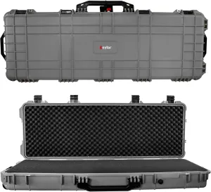 Eylar 38" Inch Protective Roller Rifle Hard Case with Foam, Waterproof & Crushproof, Two Rifles Or Multiple Guns, Pressure Valve with Lockable Fittings Gray