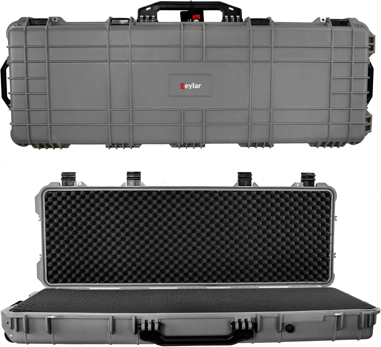 Eylar 38" Inch Protective Roller Rifle Hard Case with Foam, Waterproof & Crushproof, Two Rifles Or Multiple Guns, Pressure Valve with Lockable Fittings Gray