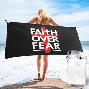 Faith Over Fear Bible Scripture Verse Christian Beach Towel Quick Dry Sand Free Lightweight Large 31.5"x63" with Travel Bag - Vacation Essentials Bath Towel for Pool, Summer