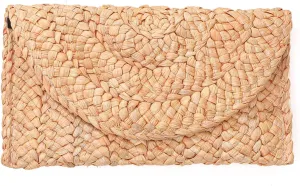 FARVALUE Women Straw Clutch Summer Straw Beach Bag Hand-woven Summer Envelope Purse Wallet