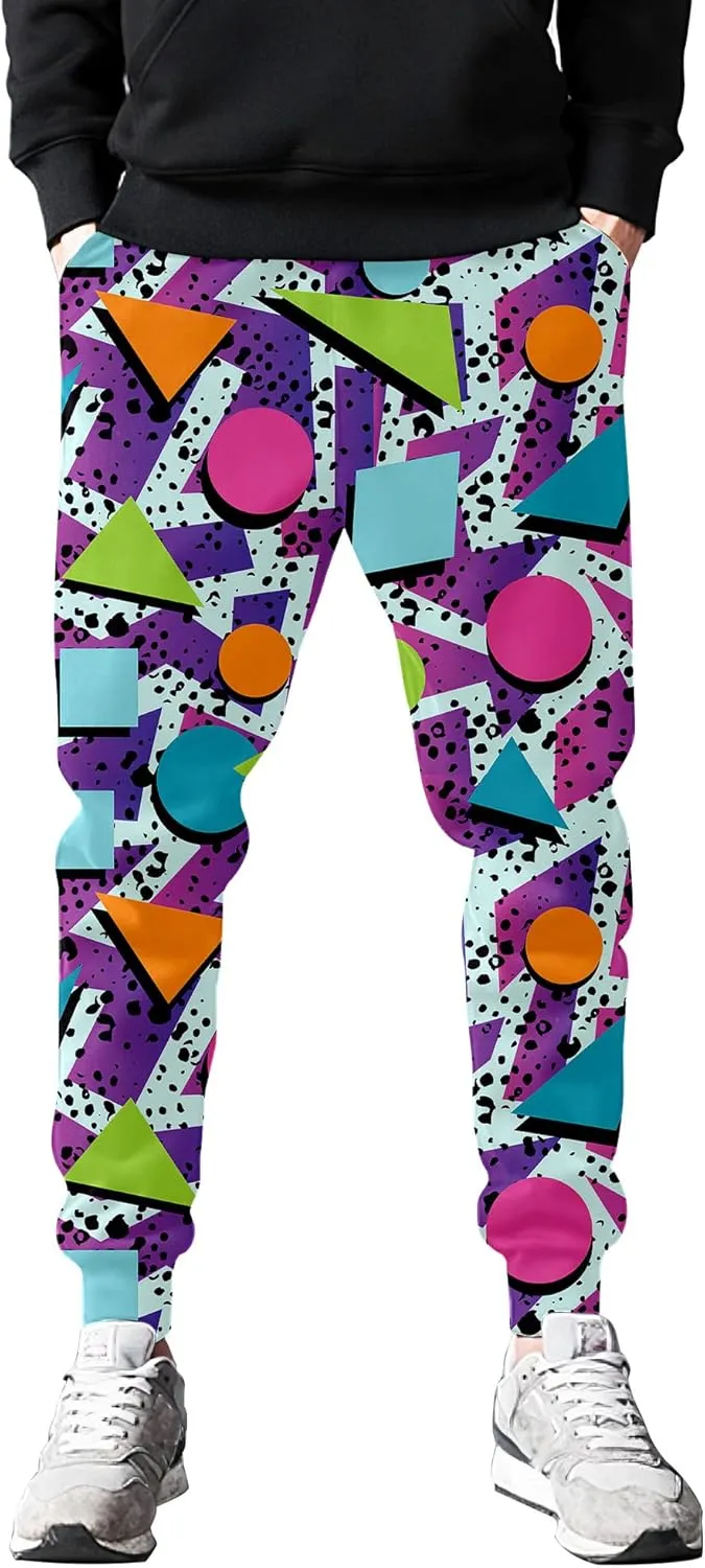 Fashion 80s Style Jogger Sweatpants Mens Funny Joggers Pants Casual Track Pants 90s Outfit for Men Sports Athletic