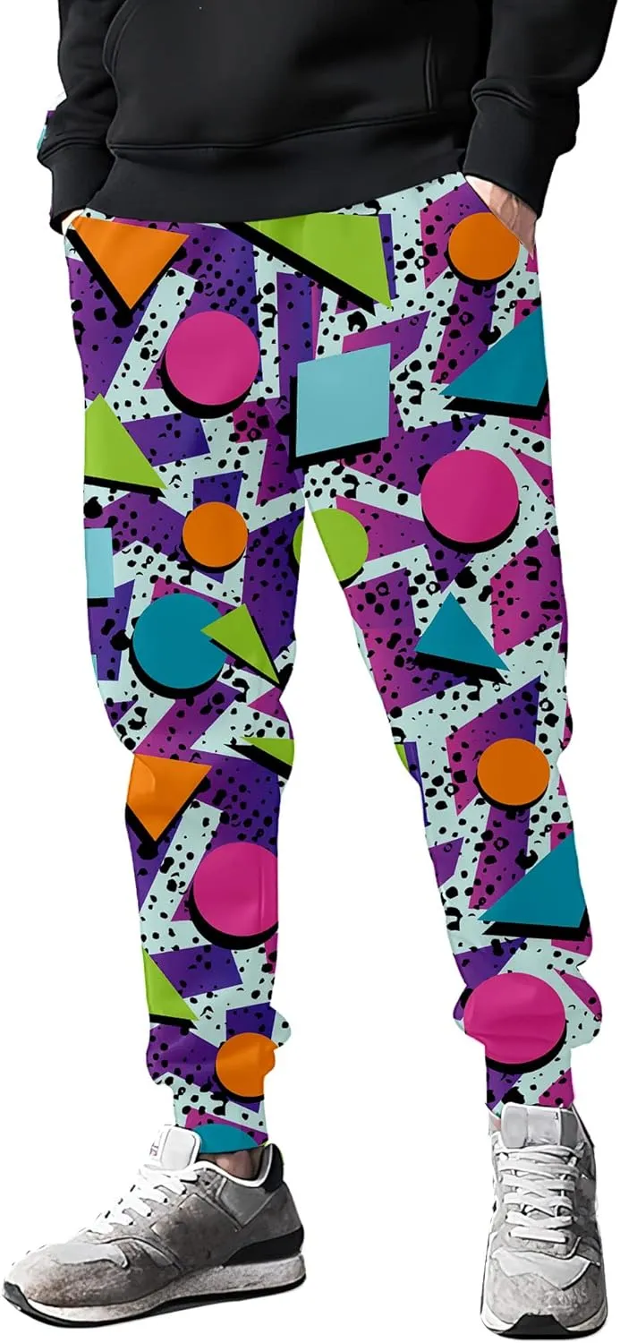 Fashion 80s Style Jogger Sweatpants Mens Funny Joggers Pants Casual Track Pants 90s Outfit for Men Sports Athletic