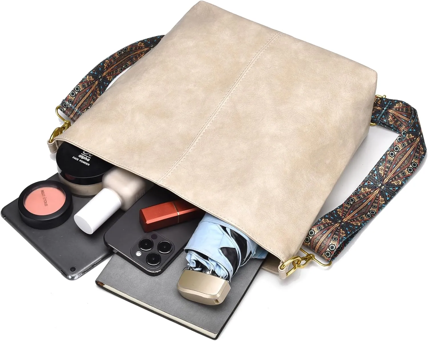 Fashion Hobo Bags for Women Vegan Leather Crossbody Bag with Guitar Strap Shoulder Purses and Handbags