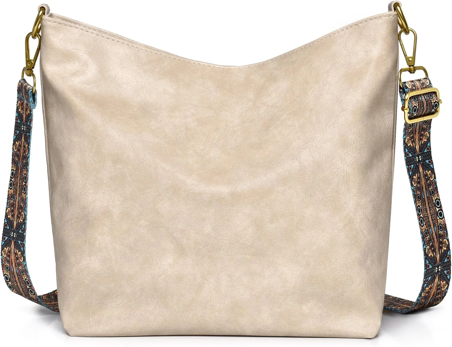 Fashion Hobo Bags for Women Vegan Leather Crossbody Bag with Guitar Strap Shoulder Purses and Handbags
