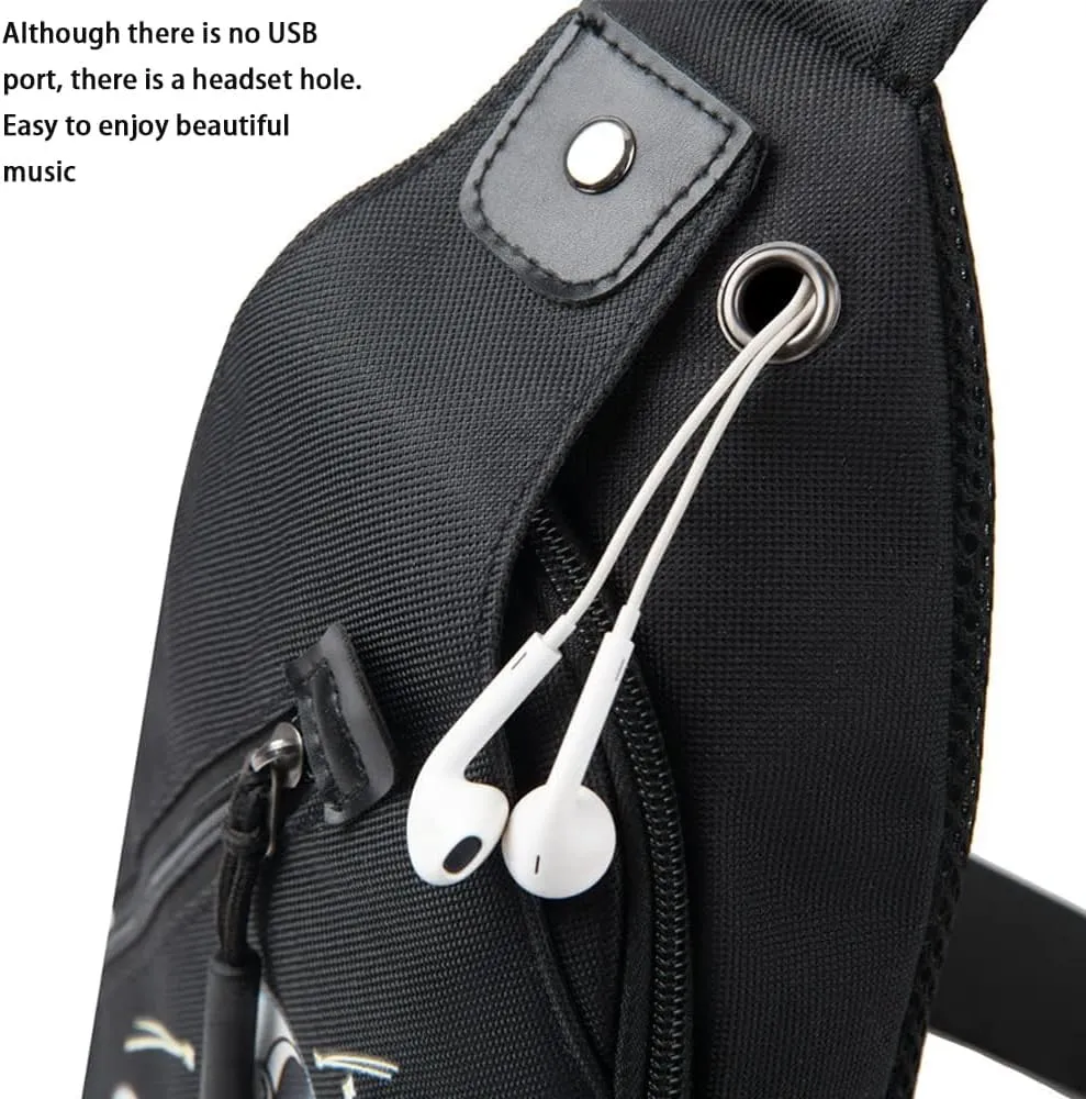 Fashion One-Shoulder Backpack Youth Leisure Backpack With USB Port Earphone Hole, Cartoon Luminous Pattern