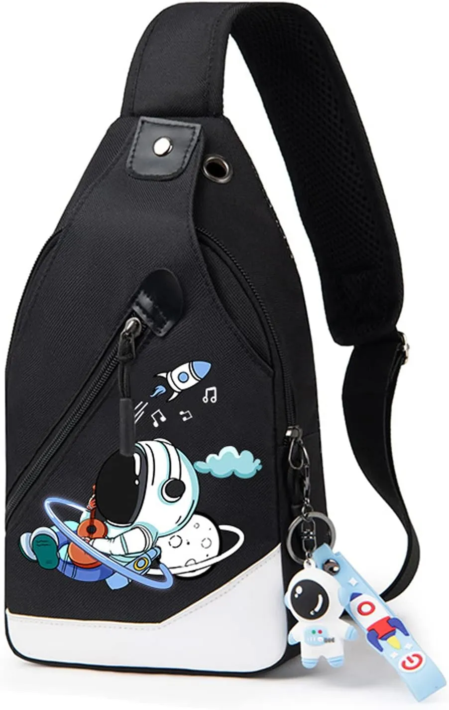 Fashion One-Shoulder Backpack Youth Leisure Backpack With USB Port Earphone Hole, Cartoon Luminous Pattern