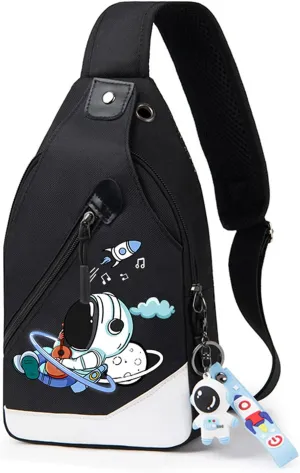 Fashion One-Shoulder Backpack Youth Leisure Backpack With USB Port Earphone Hole, Cartoon Luminous Pattern