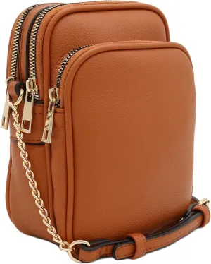 FashionPuzzle Multi Pocket PU Leather Casual Medium Crossbody Bag with Adjustable Strap