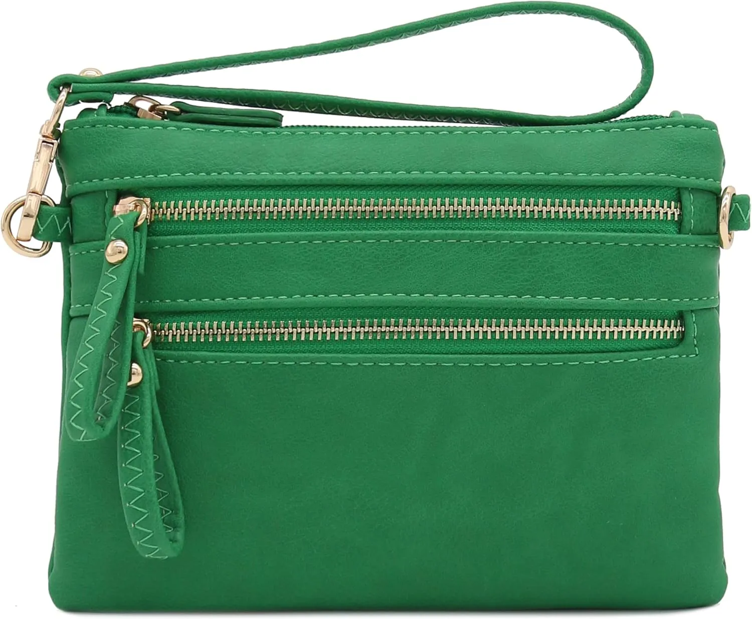 FashionPuzzle Multi Zipper Pocket Small Wristlet Crossbody Bag