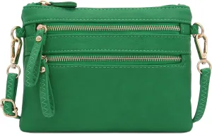 FashionPuzzle Multi Zipper Pocket Small Wristlet Crossbody Bag