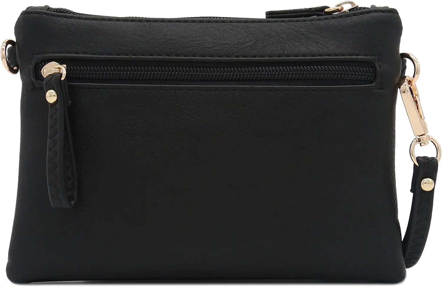 FashionPuzzle Multi Zipper Pocket Small Wristlet Crossbody Bag