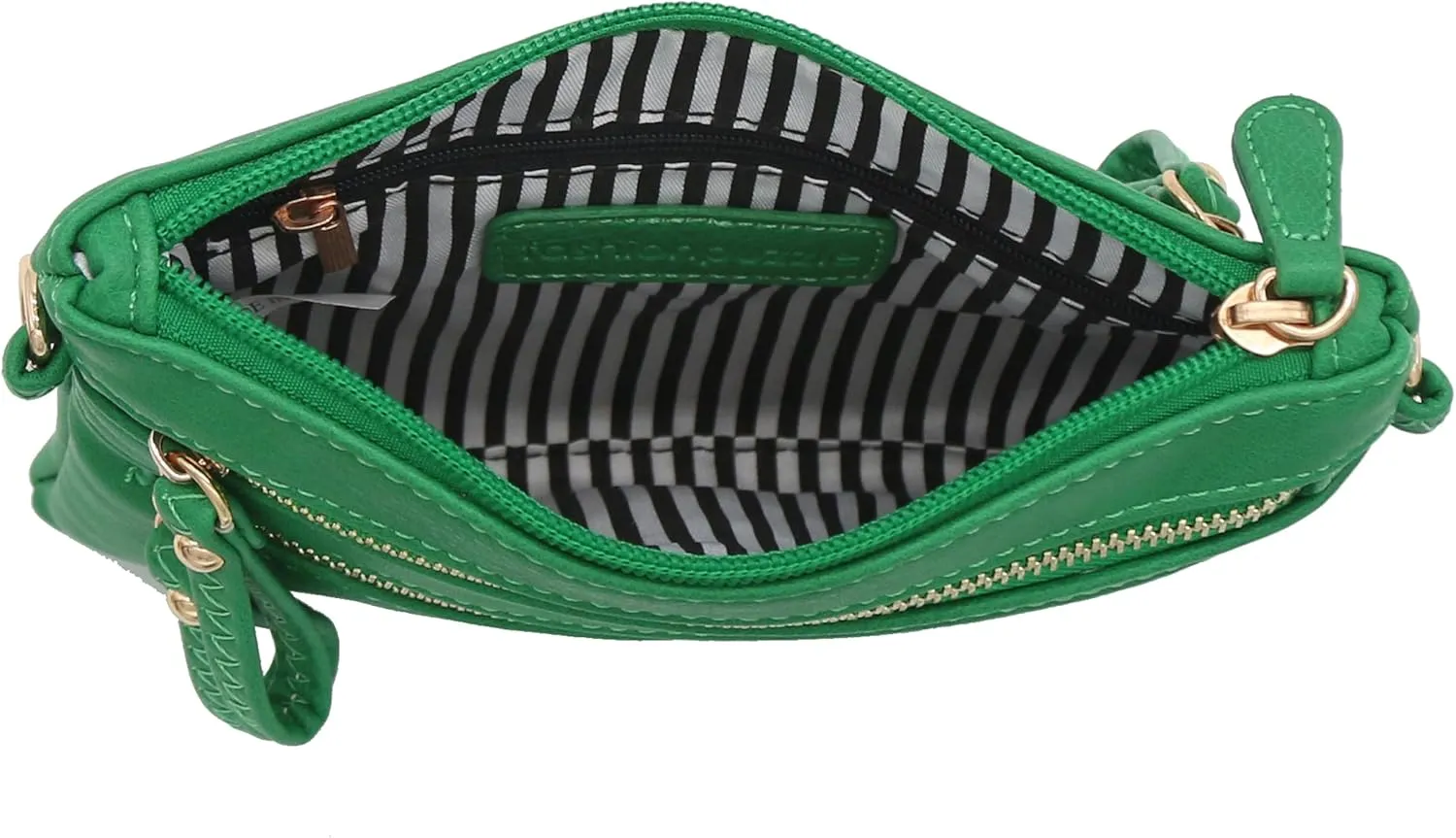 FashionPuzzle Multi Zipper Pocket Small Wristlet Crossbody Bag