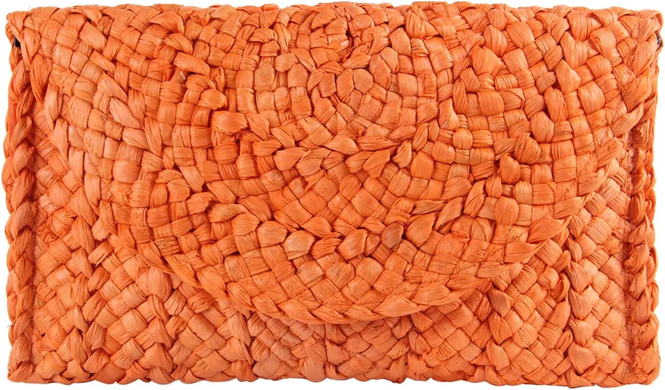 Fecialy Straw Clutch Purses Straw Purses for Women Envelope Woven Clutch Handbags Summer Beach Bags