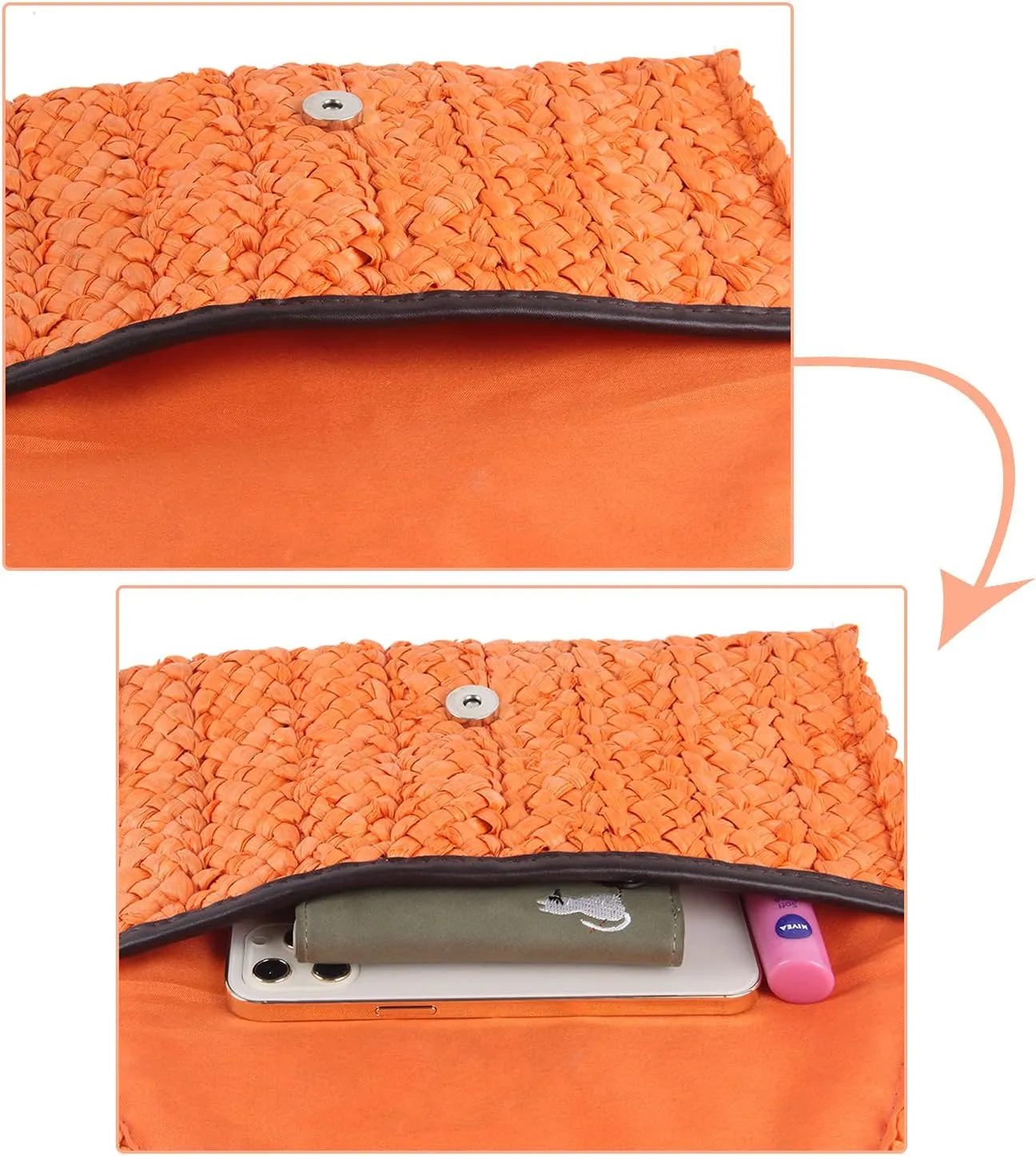Fecialy Straw Clutch Purses Straw Purses for Women Envelope Woven Clutch Handbags Summer Beach Bags