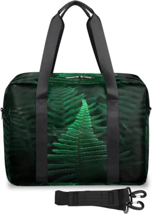Ferns Green Plants Weekender Bag, Waterproof Travel Duffel Bags, Overnight Bags for Women, Duffel Bag with Trolley Sleeve, For Men Travel Business Gym Gift