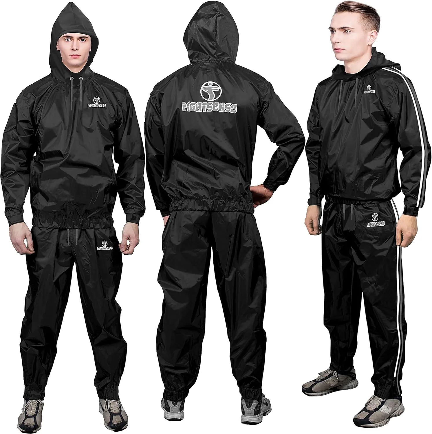 FIGHTSENSE Sauna Suit for Men and Women,Waterproof Anti-Rip Sweat Suit for Weight Loss, Sports,Running,Boxing & Fitness