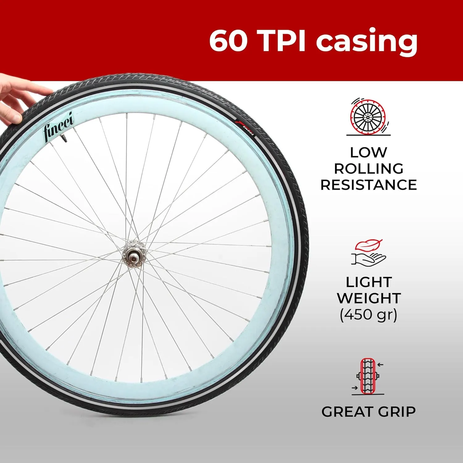 Fincci Pair 700x35c Tire 37-622 Foldable 60 TPI City Commuter Tires with Nylon Protection for Cycle Road Mountain MTB Hybrid Touring Electric Bike Bicycle - Pack of 2X 700 x 35c Tires Nave