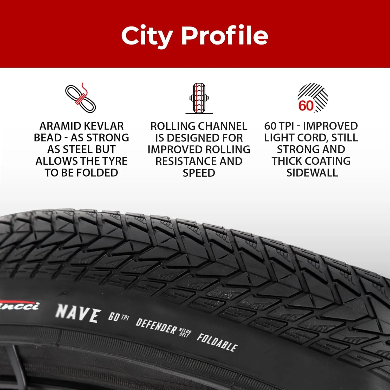 Fincci Pair 700x35c Tire 37-622 Foldable 60 TPI City Commuter Tires with Nylon Protection for Cycle Road Mountain MTB Hybrid Touring Electric Bike Bicycle - Pack of 2X 700 x 35c Tires Nave