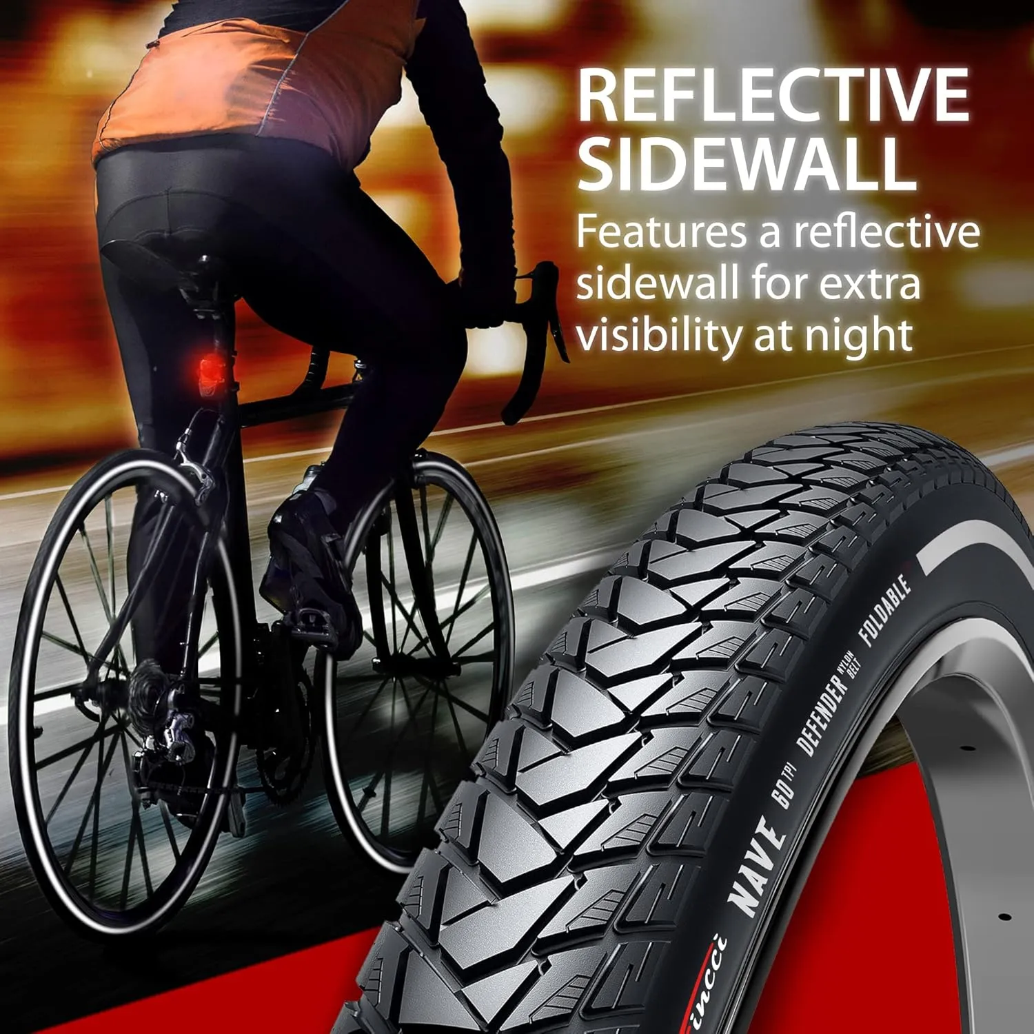 Fincci Pair 700x35c Tire 37-622 Foldable 60 TPI City Commuter Tires with Nylon Protection for Cycle Road Mountain MTB Hybrid Touring Electric Bike Bicycle - Pack of 2X 700 x 35c Tires Nave