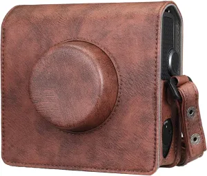 FINTIE Protective Case for Fujifilm Instax Wide EVO Camera - Premium Vegan Leather Bag Cover with Removable Adjustable Strap, Vintage Brown