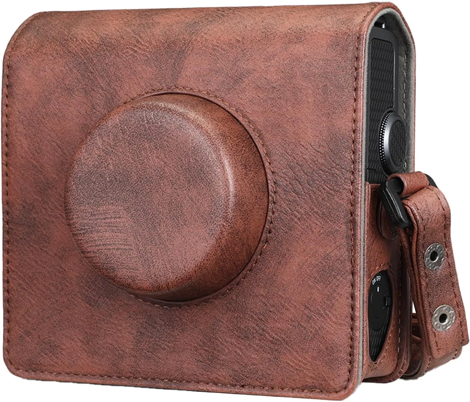 FINTIE Protective Case for Fujifilm Instax Wide EVO Camera - Premium Vegan Leather Bag Cover with Removable Adjustable Strap, Vintage Brown