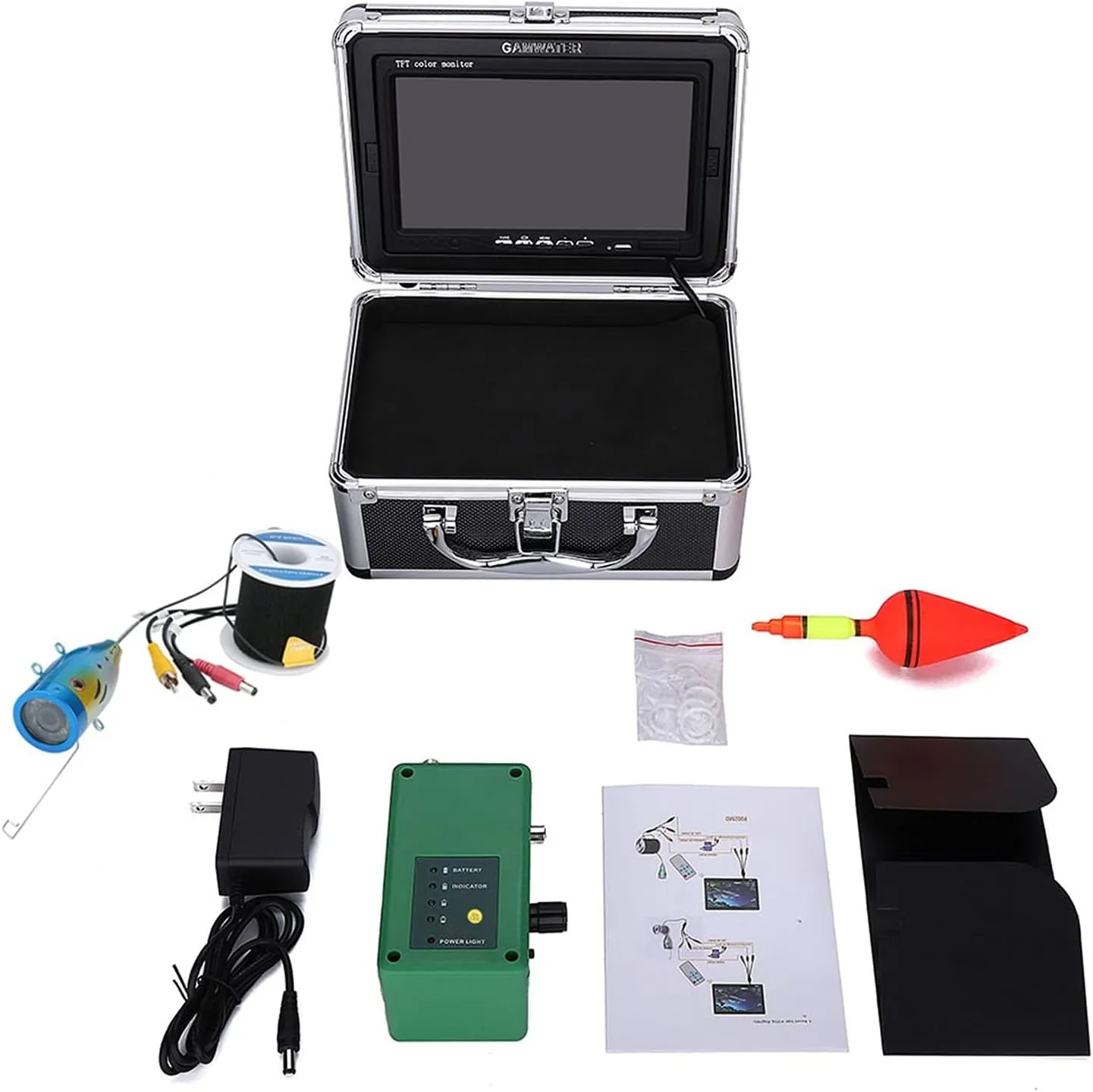 Fishing Camera, Fish Finder Underwater Fishing Camera Double Lamp 30LEDs 7Inch 15M 30M 50M IP68 Waterproof for ICE/Sea/River Fishing Fishfinder