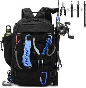 Fishing Tackle Backpack Storage Bag, Outdoor Shoulder Backpack, Fishing Gear Bags with Rod Holder and Fishing Plier