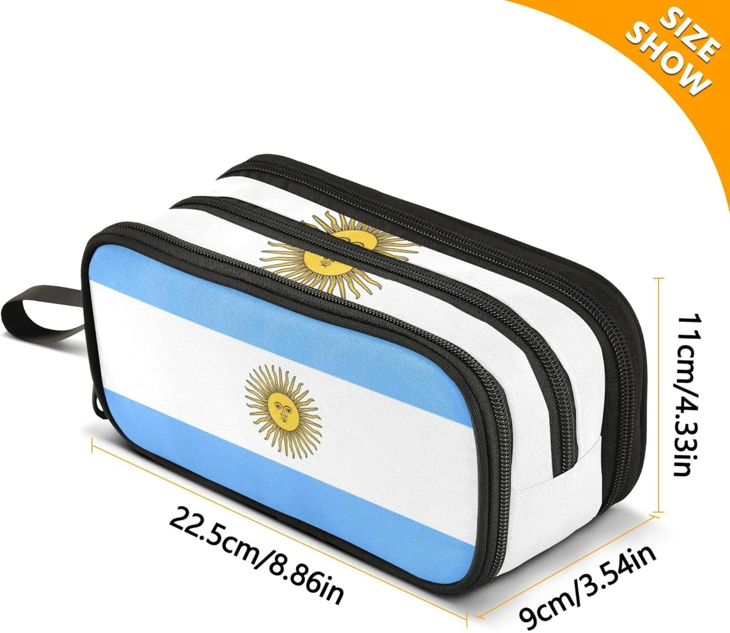 Fisyme Argentina Flag Pencil Case Large Capacity Pen Box Makeup Pouch Holder Organizer Stationery Bag for School Office College Traval