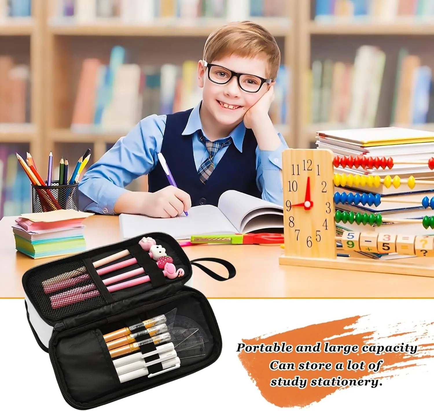 Fisyme Argentina Flag Pencil Case Large Capacity Pen Box Makeup Pouch Holder Organizer Stationery Bag for School Office College Traval