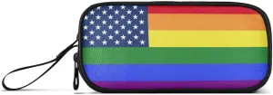Fisyme Lgbt America Gay Pride Flag Pencil Case Large Capacity Pen Box Makeup Pouch Holder Organizer Stationery Bag for School Office College Traval Adult