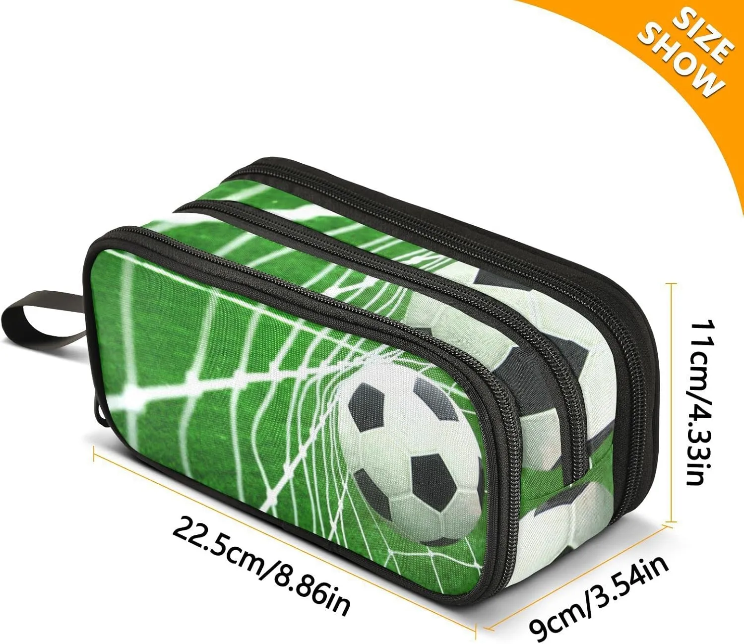 Fisyme Soccer Ball Pencil Case Large Capacity Pen Box Makeup Pouch Holder Organizer Stationery Bag for School Office College Traval Adult