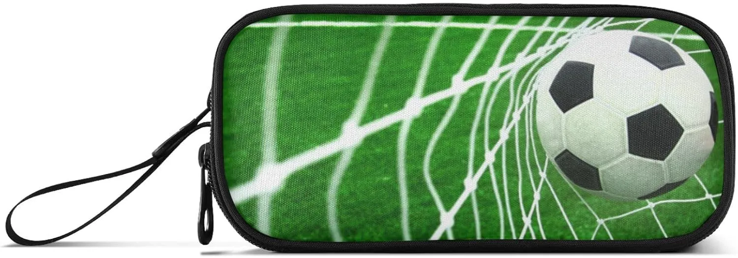 Fisyme Soccer Ball Pencil Case Large Capacity Pen Box Makeup Pouch Holder Organizer Stationery Bag for School Office College Traval Adult