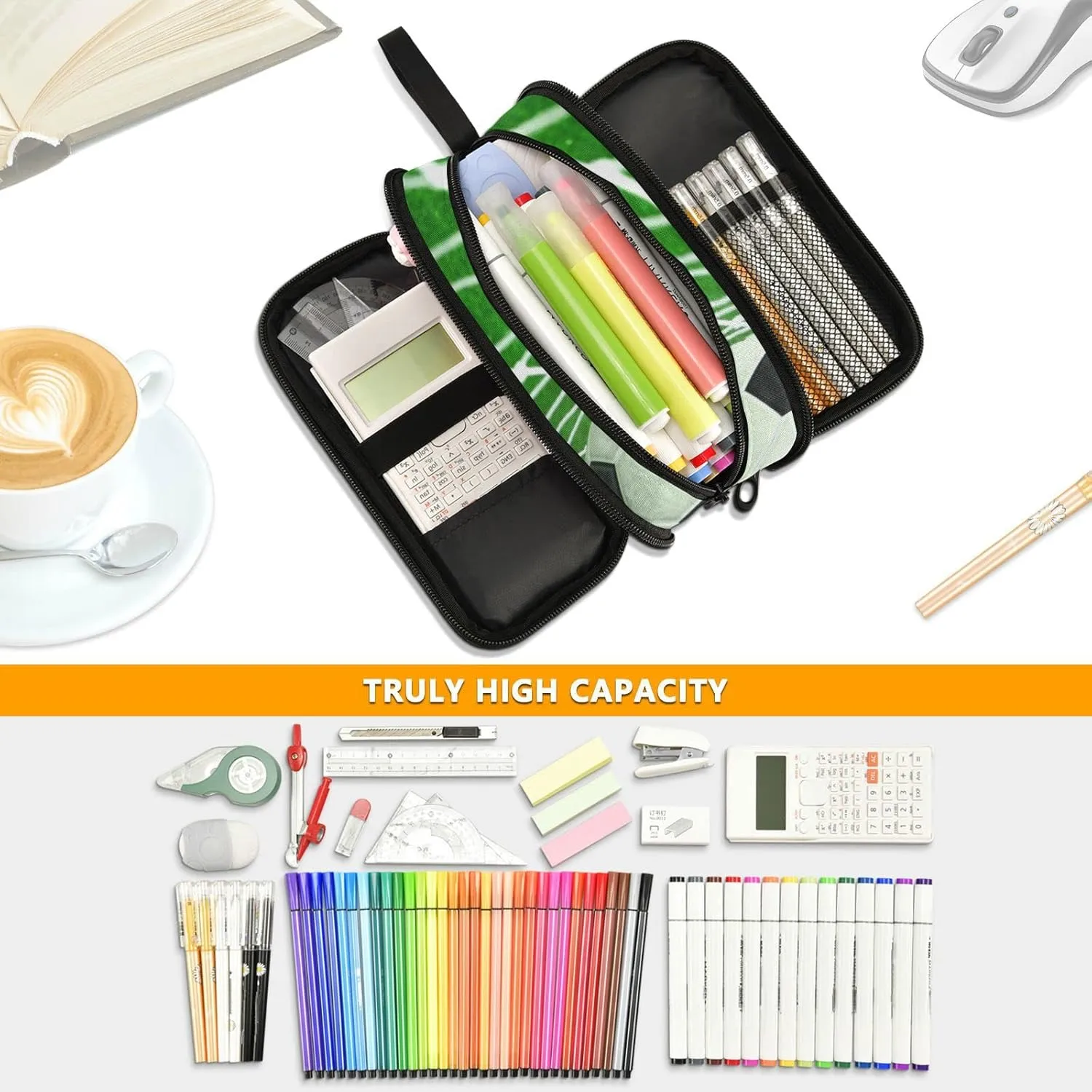 Fisyme Soccer Ball Pencil Case Large Capacity Pen Box Makeup Pouch Holder Organizer Stationery Bag for School Office College Traval Adult