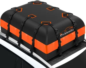 FIVKLEMNZ 21 Cubic Car Rooftop Cargo Carrier Roof Bag Waterproof for All Top of Vehicle with/Without Rack Includes Topper Anti-Slip Mat   Reinforced Straps   6 Door Hooks   Luggage Lock