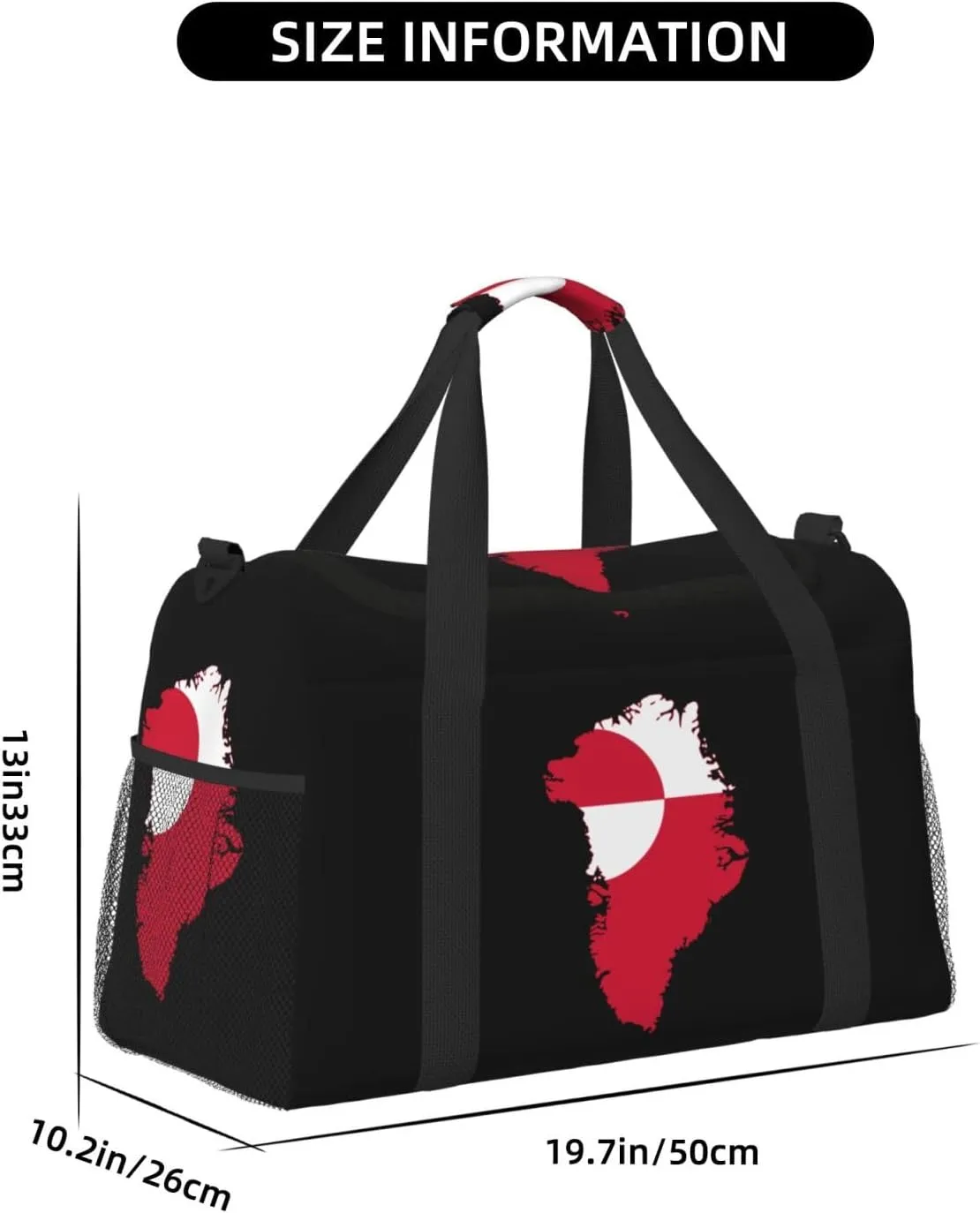 Flag Map Of Greenland Travel Duffel Bag Large Foldable Waterproof Overnight Bag For Beach Swim Bags Pool Sports Gym
