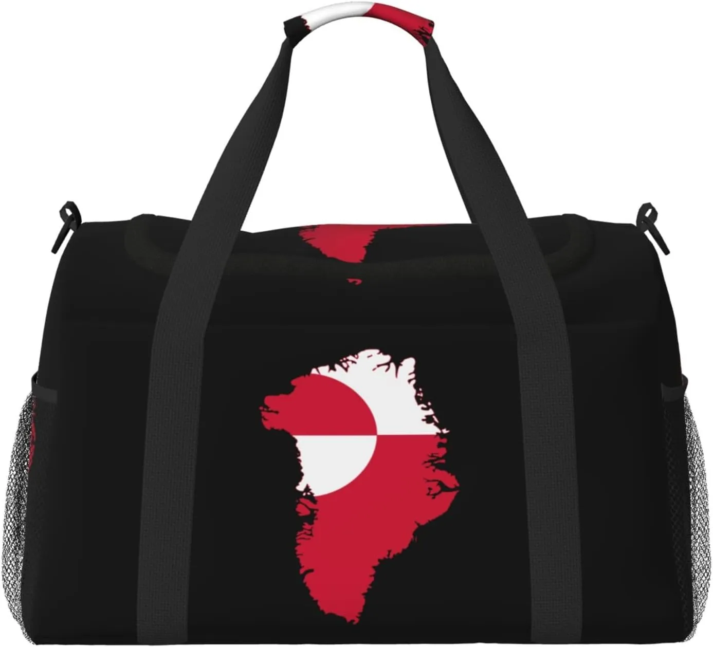 Flag Map Of Greenland Travel Duffel Bag Large Foldable Waterproof Overnight Bag For Beach Swim Bags Pool Sports Gym
