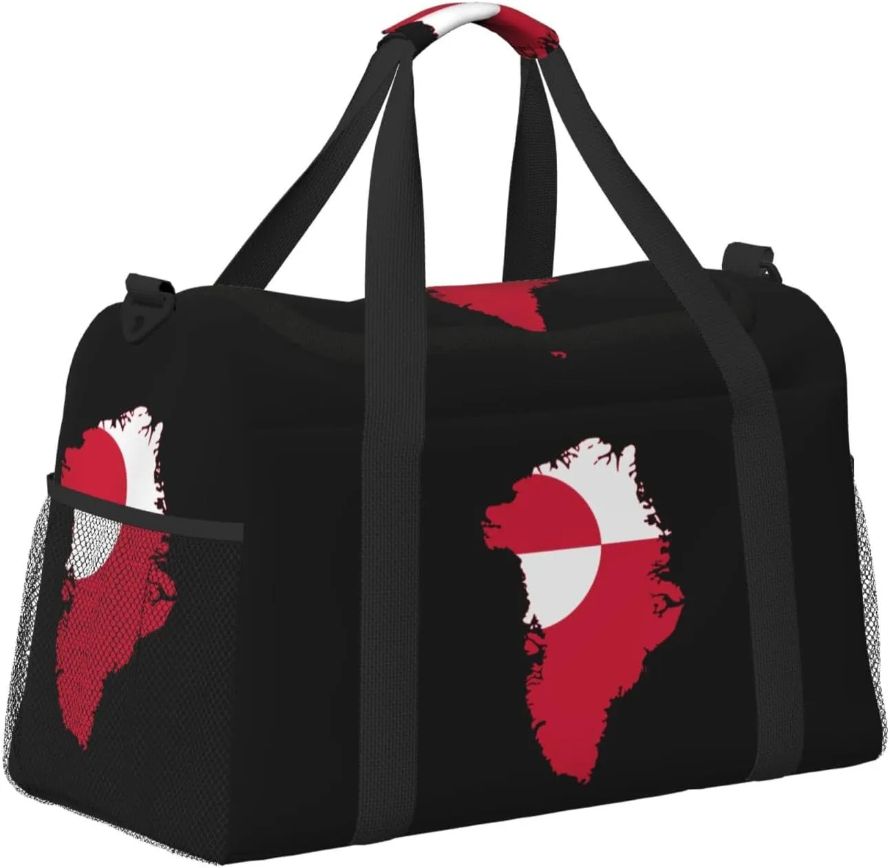 Flag Map Of Greenland Travel Duffel Bag Large Foldable Waterproof Overnight Bag For Beach Swim Bags Pool Sports Gym