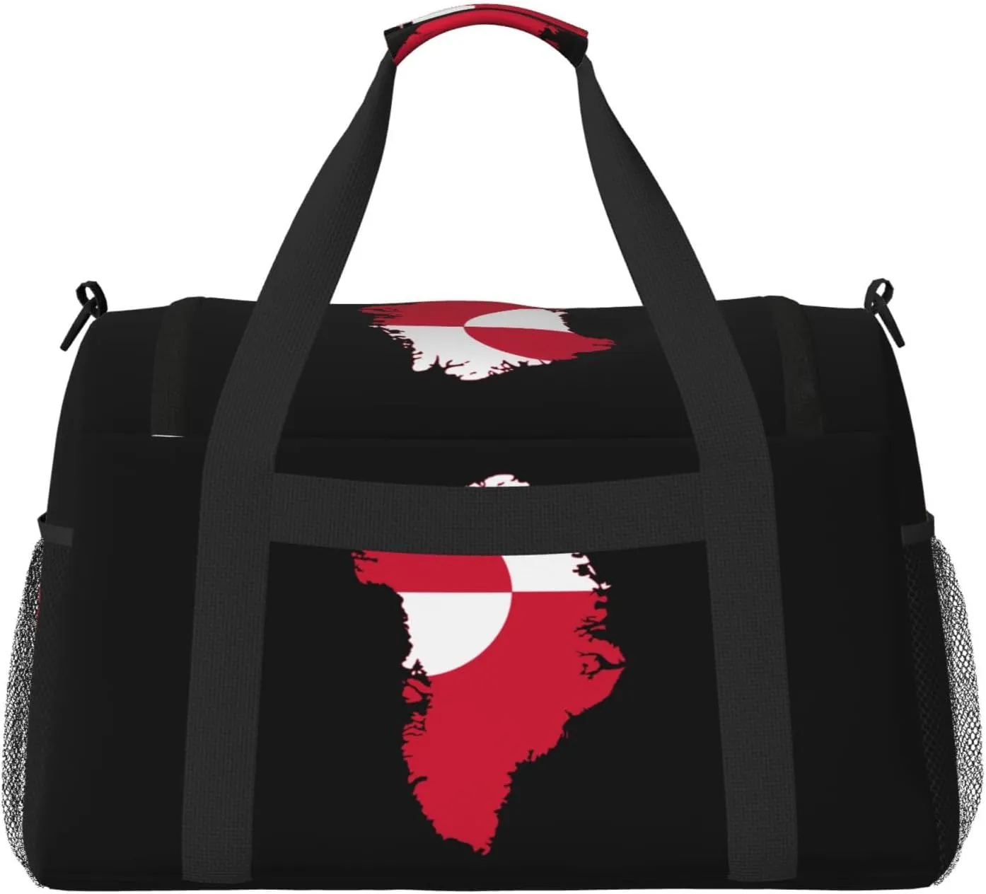 Flag Map Of Greenland Travel Duffel Bag Large Foldable Waterproof Overnight Bag For Beach Swim Bags Pool Sports Gym