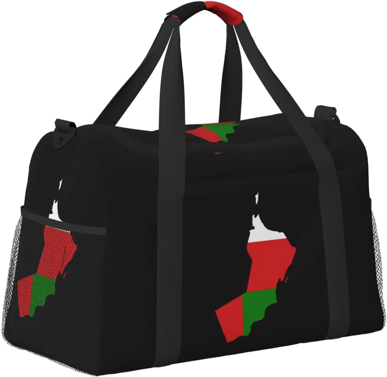 Flag Map Of Oman Travel Duffel Bag Large Foldable Waterproof Overnight Bag For Beach Swim Bags Pool Sports Gym