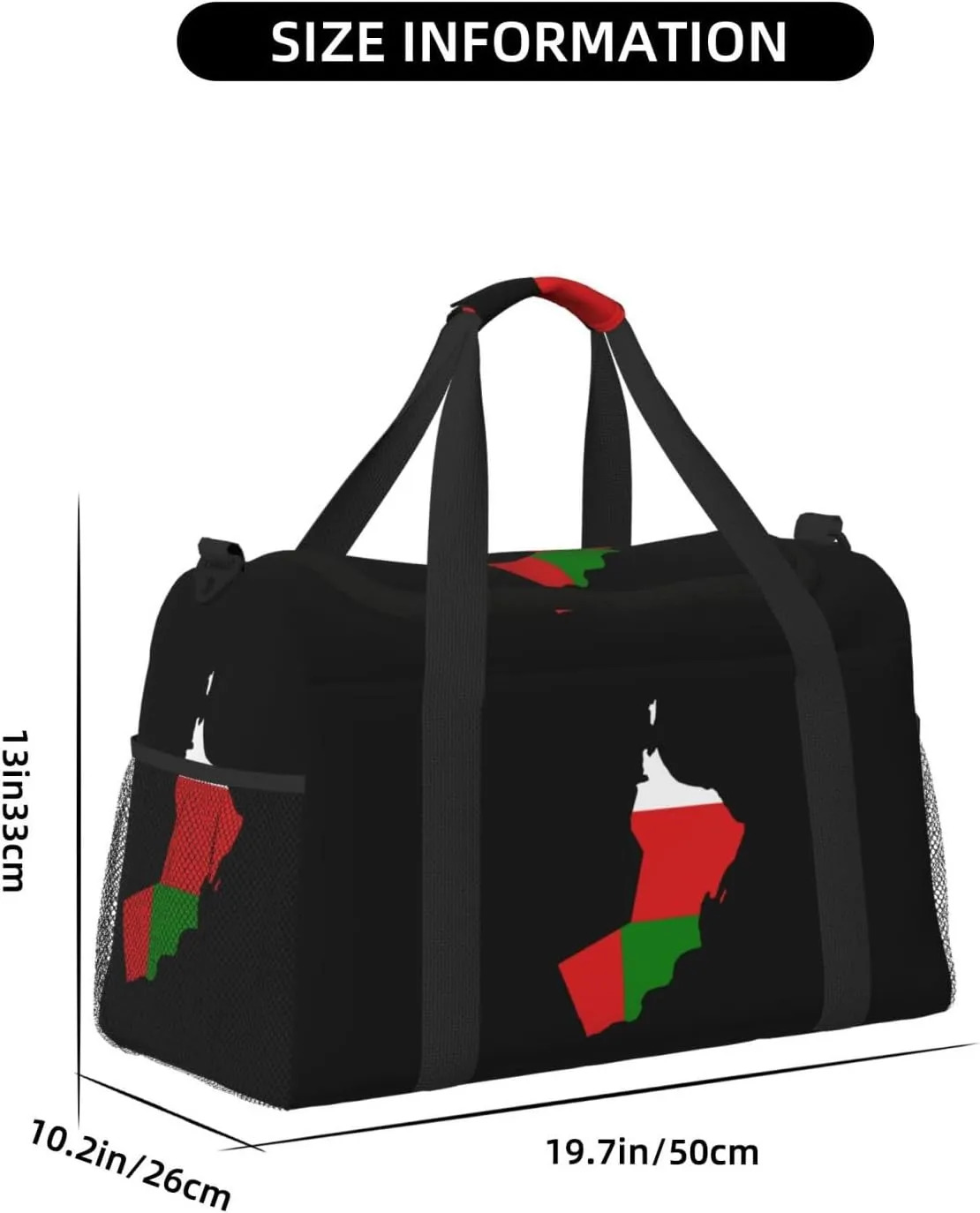 Flag Map Of Oman Travel Duffel Bag Large Foldable Waterproof Overnight Bag For Beach Swim Bags Pool Sports Gym