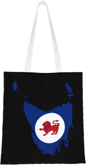 Flag Map of Tasmania Tote Bag for Women Canvas Shopping Bags Reusable Large Capacity Casual Shoulder Handbags Grocery Bags DIY Gift Bags
