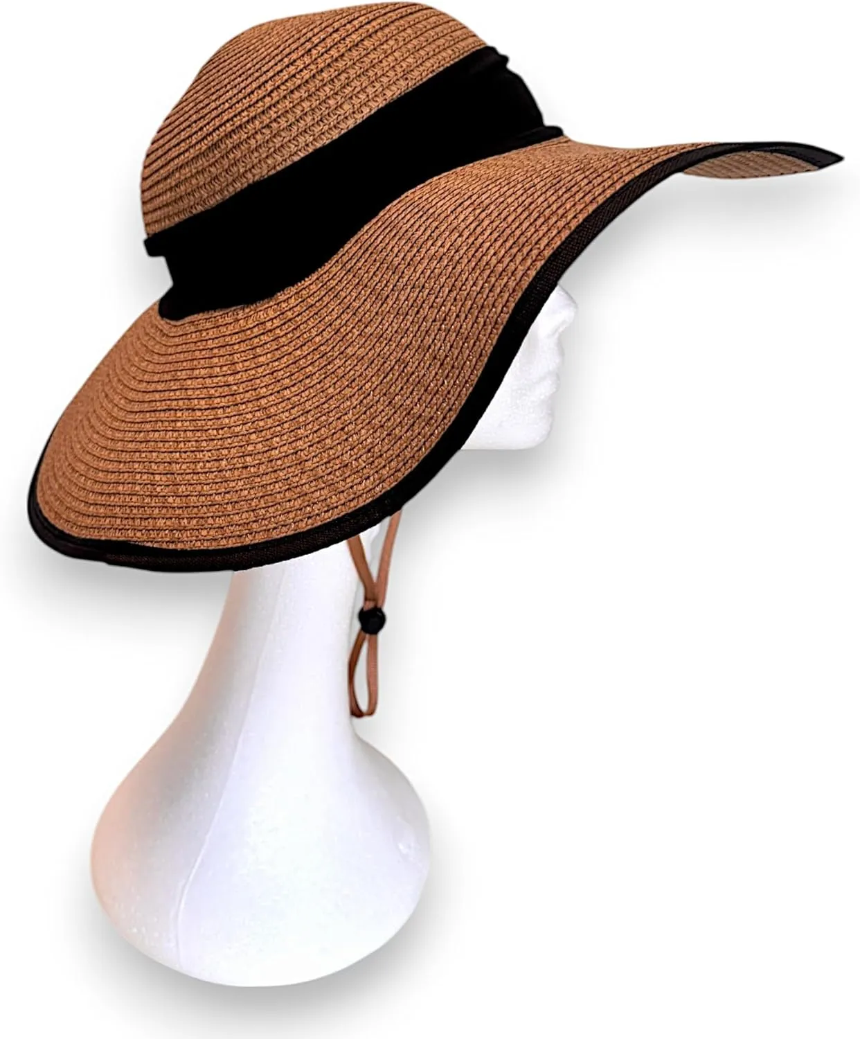 Flex Beach Sun Hat for Women Satin-Lined Rollable Removable Chin Strap UPF50 Big-Head Friendly with Travel Bag