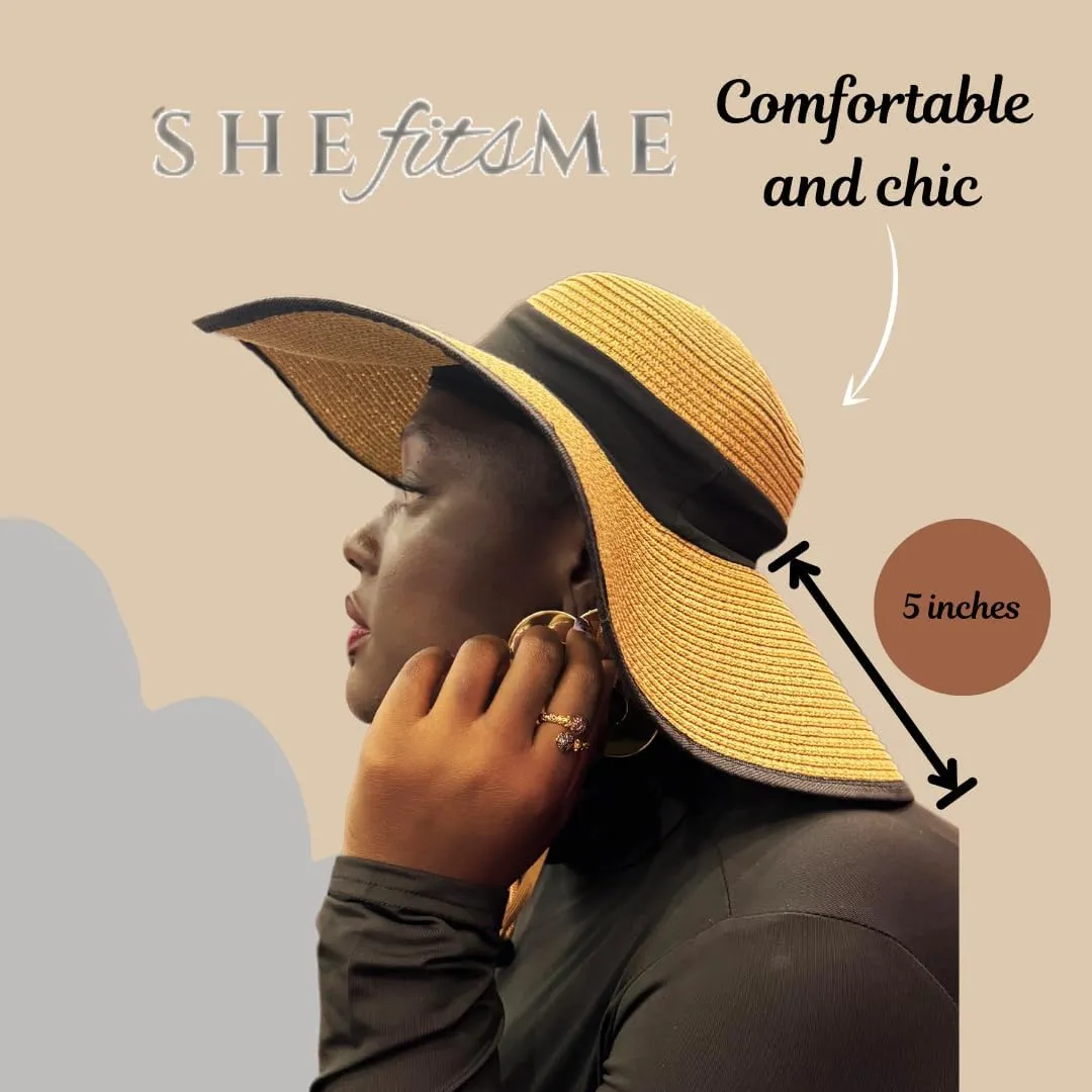Flex Beach Sun Hat for Women Satin-Lined Rollable Removable Chin Strap UPF50 Big-Head Friendly with Travel Bag