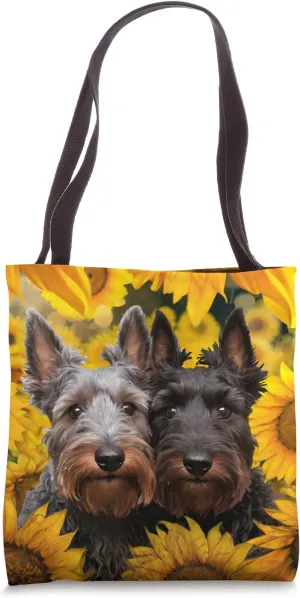 Floral Scottish Terrier Scottie Dogs With Sunflowers Gift Tote Bag