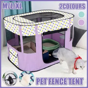 Foldable Cat Dog Kennel Pet Delivery Cage Portable Pet Fence Tent